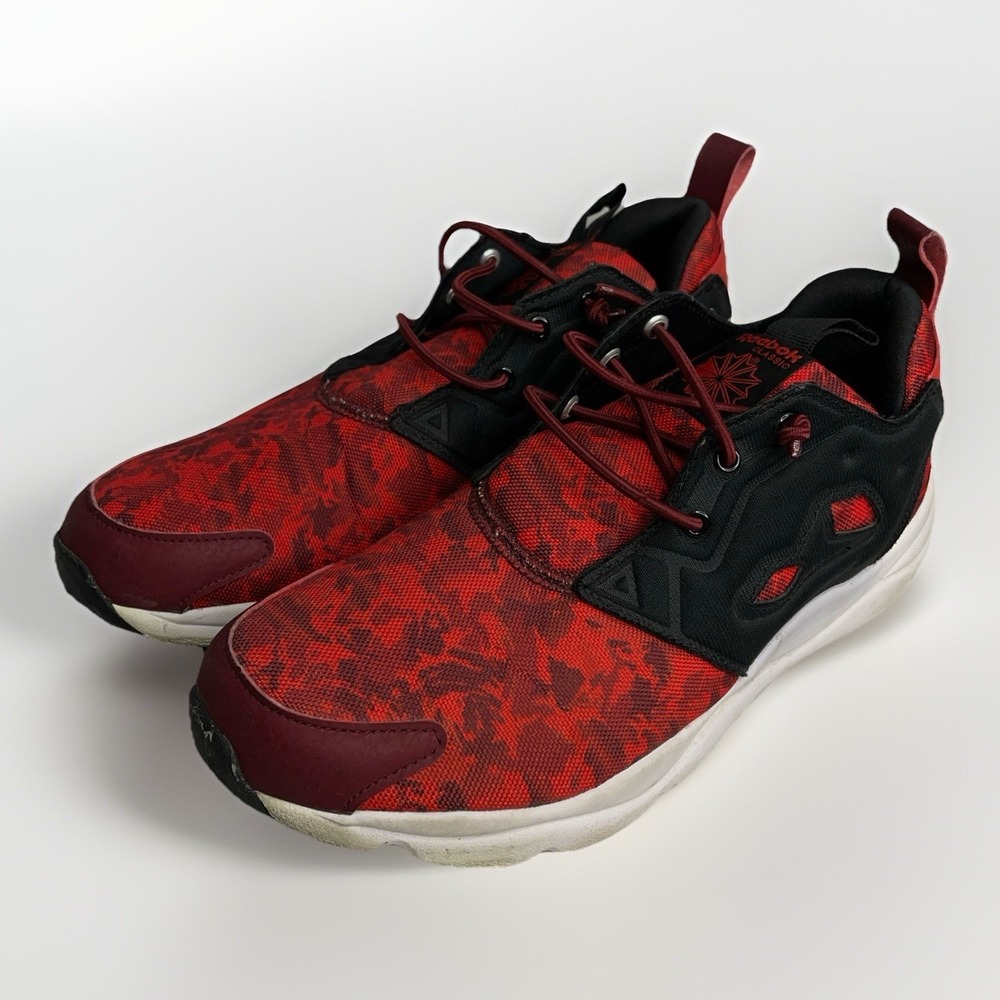 Reebok Classic Furylite Boy's Sz 5.5/7 Wmns Shoes Black Red Fitness Gym Athletic